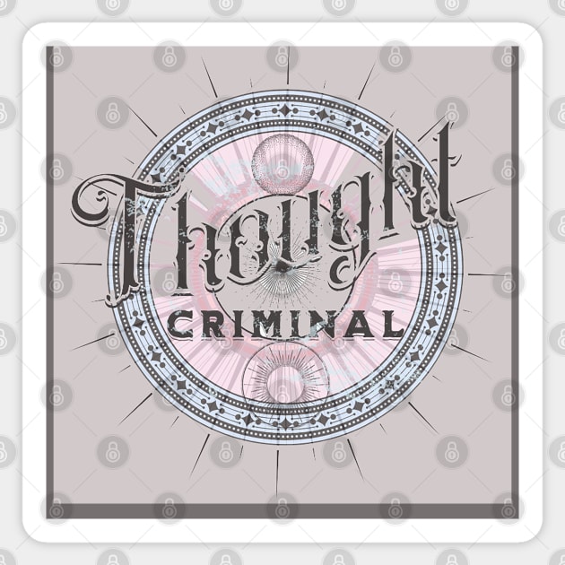 Thought Criminal 1984 Free Speech Science in retro design with queer flag and suffragette colors Sticker by Aurora X